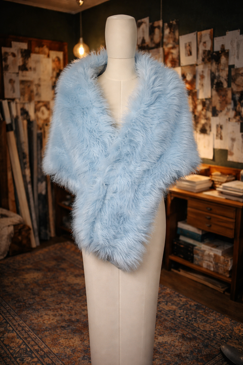 Ice Blue Antique Faux Fur Shawl