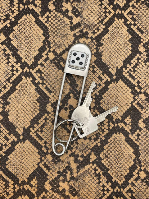 Zen - Jumbo Safety Pin Keychain with White Dice #5