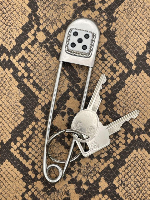 Zen - Jumbo Safety Pin Keychain with White Dice #5