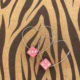Zannie - Pink Dice Heart Hoop Earrings