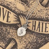 Rubi - Small Red Rosarita Heart Pendant Necklace with Paw Print