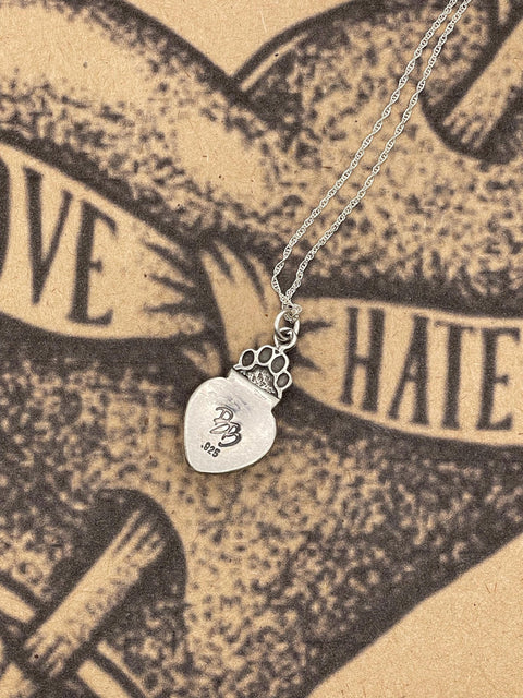 Rubi - Small Red Rosarita Heart Pendant Necklace with Paw Print