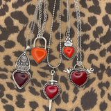 Rubi - Small Red Rosarita Heart Pendant Necklace with Paw Print