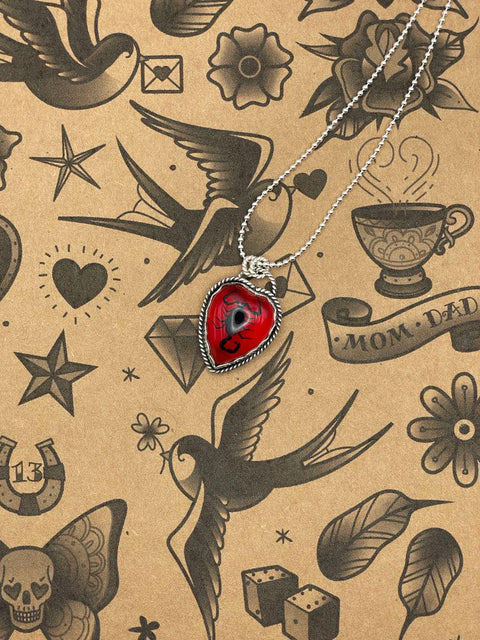 Welch - Black Scorpion in Red Resin Heart Pendant Necklace