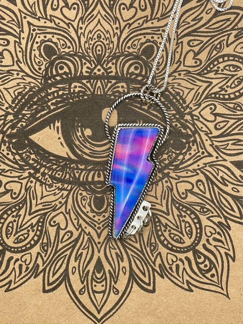 Kenzie - Aurora Opal Lightning Bolt Pendant Necklace