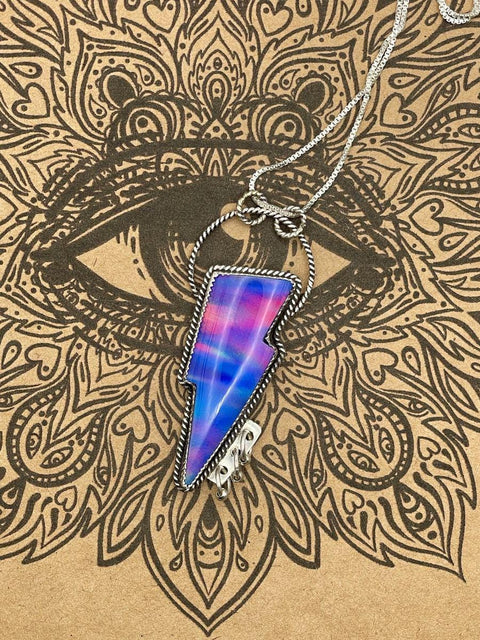 Kenzie - Aurora Opal Lightning Bolt Pendant Necklace