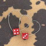 Zuri - Red Dice Sterling Silver Heart Hoops
