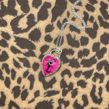 Winona - Real Black Scorpion in Hot Pink Resin Heart Pendant Necklace