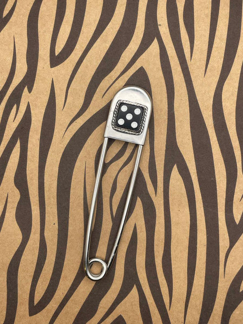 Zipper - Jumbo Safety Pin Keychain Black Dice #5