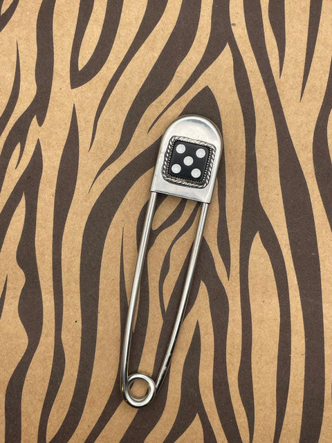 Zipper - Jumbo Safety Pin Keychain Black Dice #5