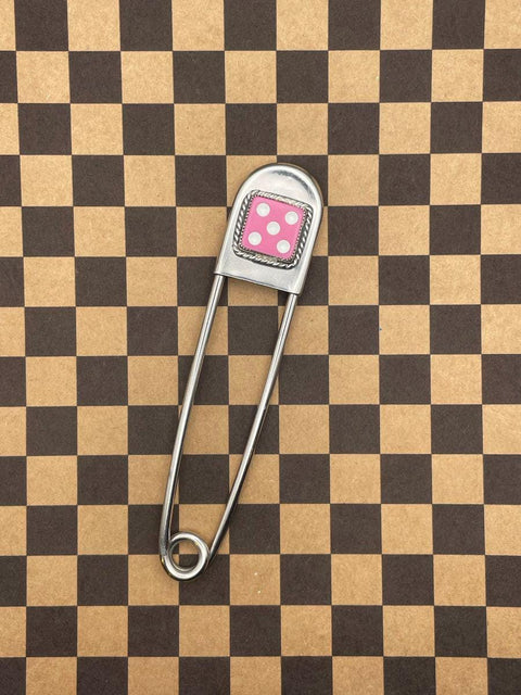 Zannie - Jumbo Safety Pin Keychain with Pink Dice #5