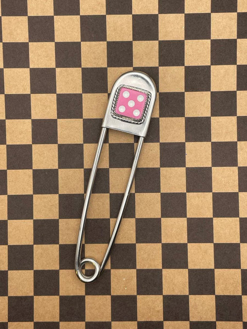 Zannie - Jumbo Safety Pin Keychain with Pink Dice #5