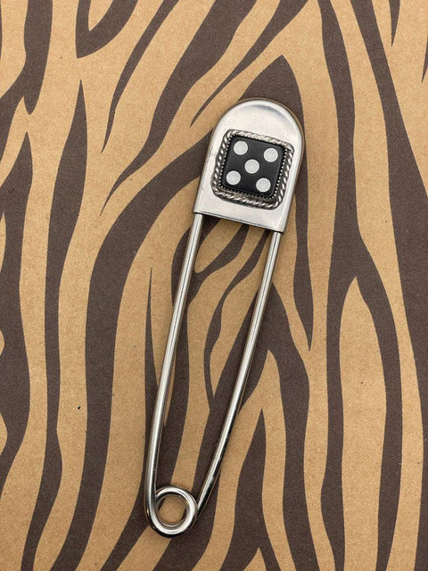 Zipper - Jumbo Safety Pin Keychain Black Dice #5