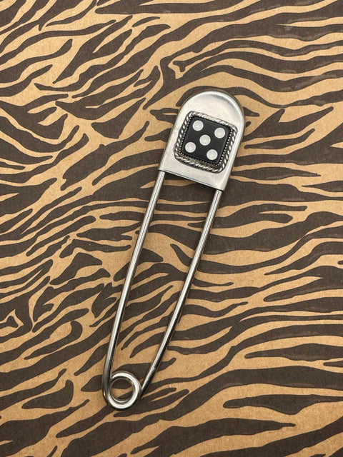 Zipper - Jumbo Safety Pin Keychain Black Dice #5