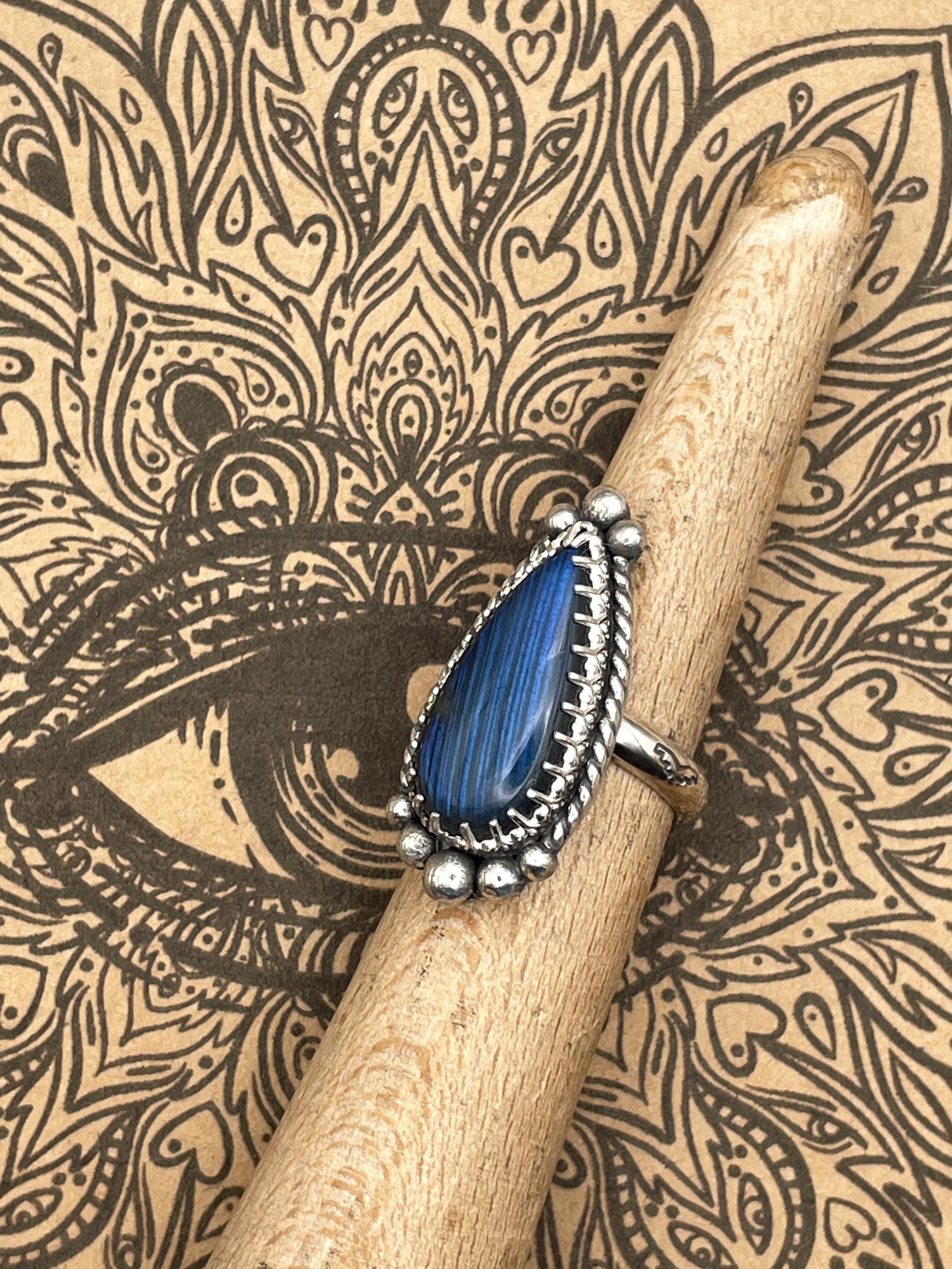 Haley - Labradorite Teardrop Statement Ring