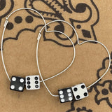 Zola - Black & White Dice Heart Hoops