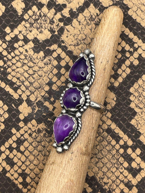 Kate - Purple Amethyst Triple Gemstone Ring