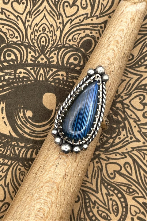 Haley - Labradorite Teardrop Statement Ring