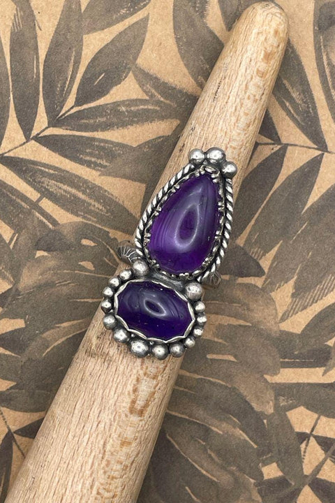 Kat - Purple Amethyst Double Gemstone Statement Ring