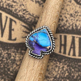 Kathy - Purple Dahlia Turquoise Spade Ring
