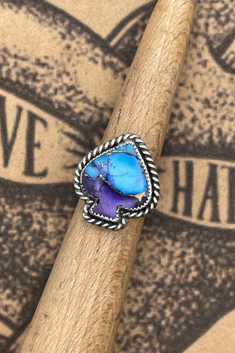 Kathy - Purple Dahlia Turquoise Spade Ring