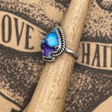 Kathy - Purple Dahlia Turquoise Spade Ring