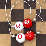 Slay - Mini Billiard 8-Ball Heart Shaped Hoop Earrings
