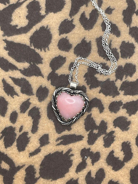Gweneth - Pink Opal Love Heart Pendant
