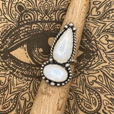 Gemma - Rainbow Moonstone Double Gemstone Ring