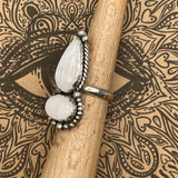 Gemma - Rainbow Moonstone Double Gemstone Ring