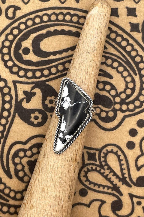 Aiden - White Buffalo Turquoise Lightning Bolt Ring