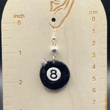Tattoo - Billiard 8 Ball Dangle Earrings: Handmade Polymer Clay
