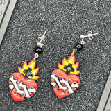 Tattoo - Sacred Heart Earrings: Handmade Polymer Clay