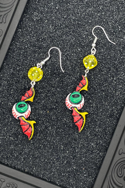 Tattoo - Eyeball Wing Earrings: Handmade Polymer Clay