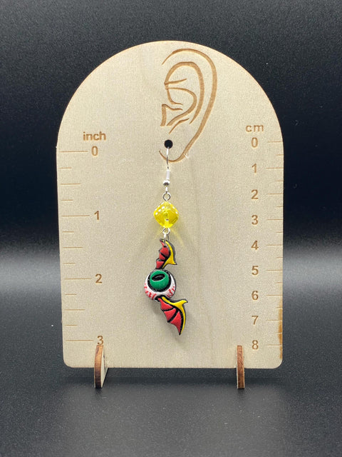 Tattoo - Eyeball Wing Earrings: Handmade Polymer Clay