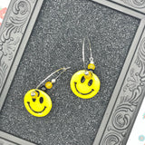 Love - Smiley Hoop Earrings: Hand-Painted Polymer Clay