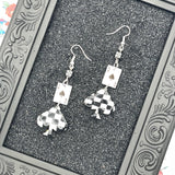 Vegas - Checkered Ace of Spades Earrings: Handmade Polymer Clay