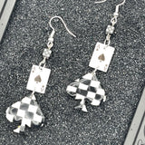 Vegas - Checkered Ace of Spades Earrings: Handmade Polymer Clay