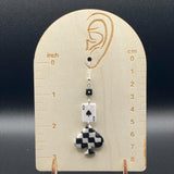 Vegas - Checkered Ace of Spades Earrings: Handmade Polymer Clay