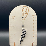 Vegas - Checkered Lightning Bolt Earrings with Mini Dice: Handmade Polymer Clay