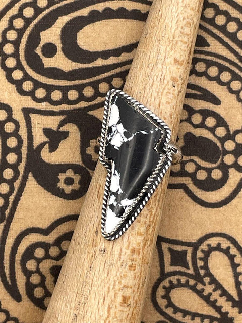 Aiden - White Buffalo Turquoise Lightning Bolt Ring