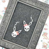 Tattoo - Skull Bunny Earrings: Handmade, Hand-Painted Polymer Clay