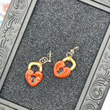 Tattoo - Heart Padlock Earrings: Handmade Polymer Clay