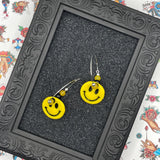 Love - Smiley Hoop Earrings: Hand-Painted Polymer Clay