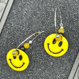 Love - Smiley Hoop Earrings: Hand-Painted Polymer Clay