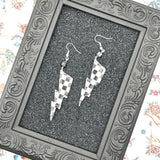 Vegas - Checkered Lightning Bolt Earrings with Mini Dice: Handmade Polymer Clay