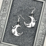 Salem - Moon & Bats Earrings: Handmade Polymer Clay