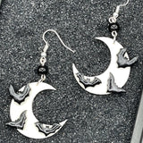 Salem - Moon & Bats Earrings: Handmade Polymer Clay
