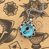 Wisteria - Black Scorpion in Turquoise Resin Pendant Necklace