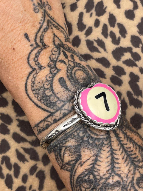 Sisley - Unique Pink Billiard Ball Lucky #7 Heart Cuff